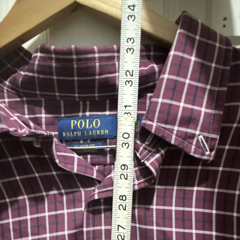 Polo Ralph Lauren Classic Fit Performance 2XL Burgundy Check Long Sleeve Shirt